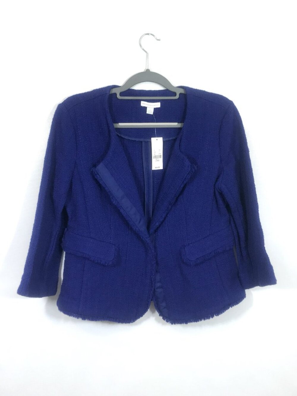 Royal Blue Tweed Blazer Boucle Jacket New York & Co Women Sz L